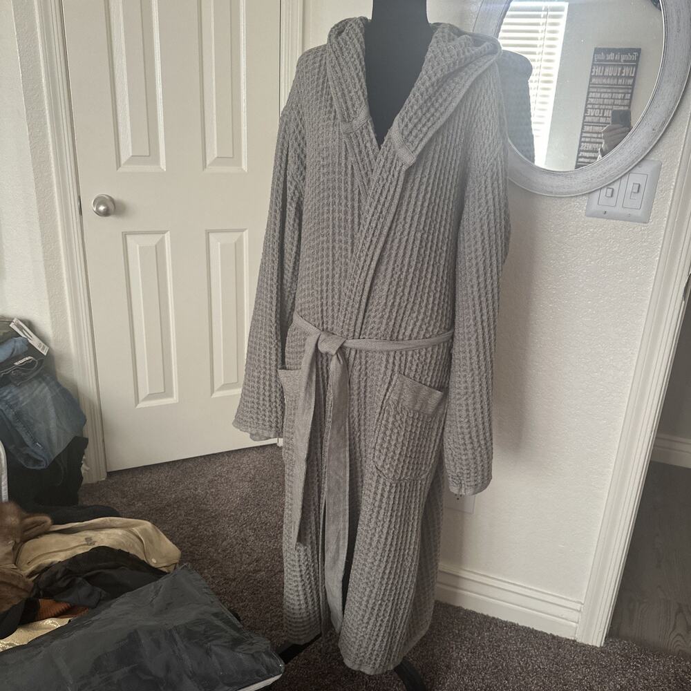 Onsen Supima Waffle Bath Robe Gray Size Large NWOT - Picture 1 of 6